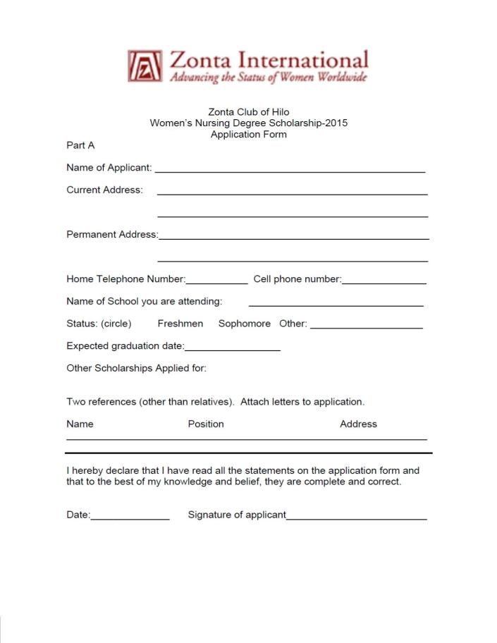 Zonta Nursing Application